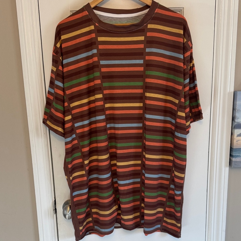 Retro VW Bus Furniture Striped Multicolor Patter Men's Shirt